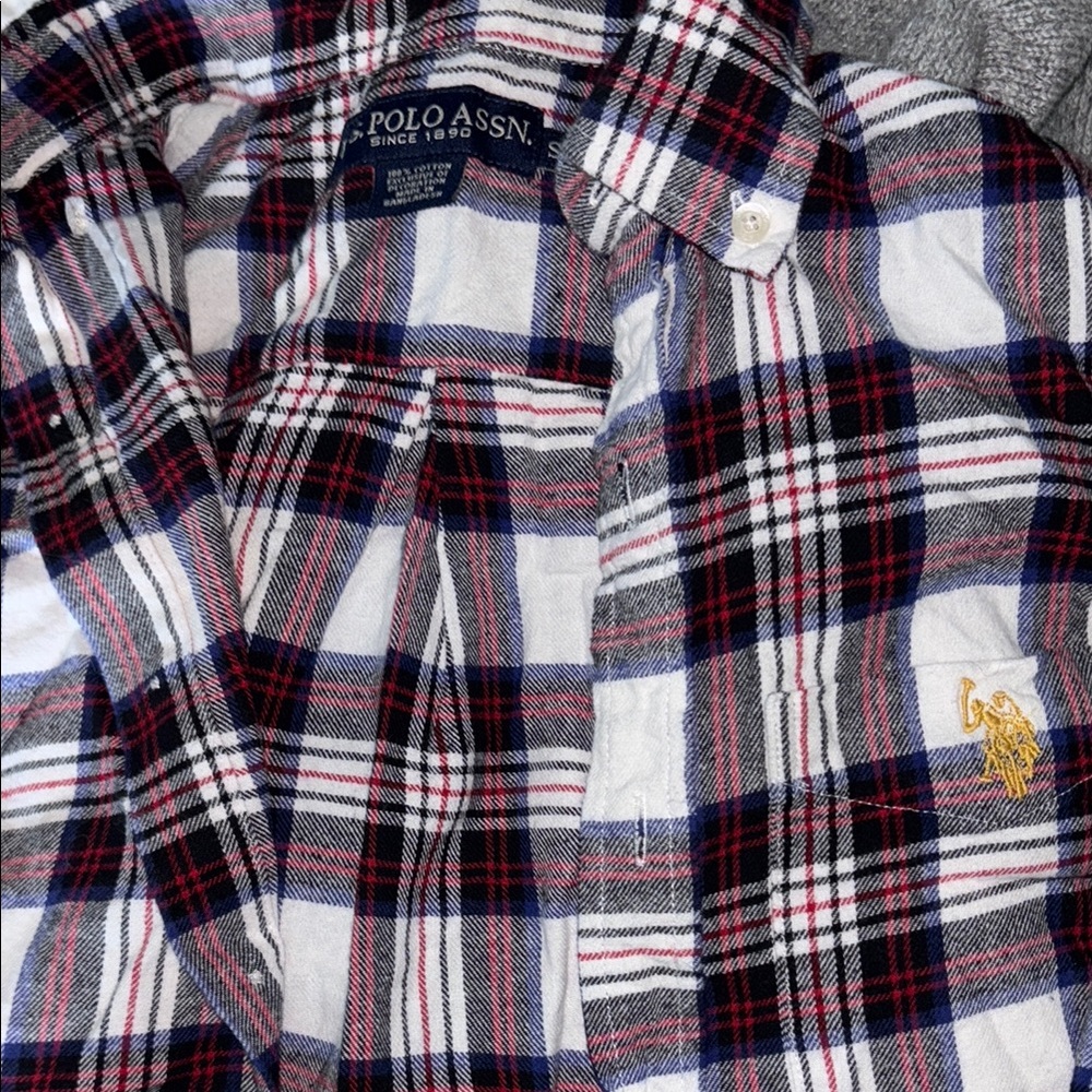 Hollister Polo Assn H&M Gray Blue Plaid Flannel Maroon Tee Gray Hoodie T Shirt S - Picture 3 of 7